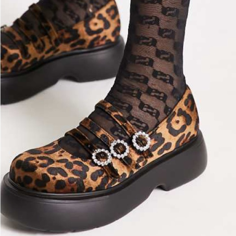 ASOS Mary Jane Leopard Platform Shoes